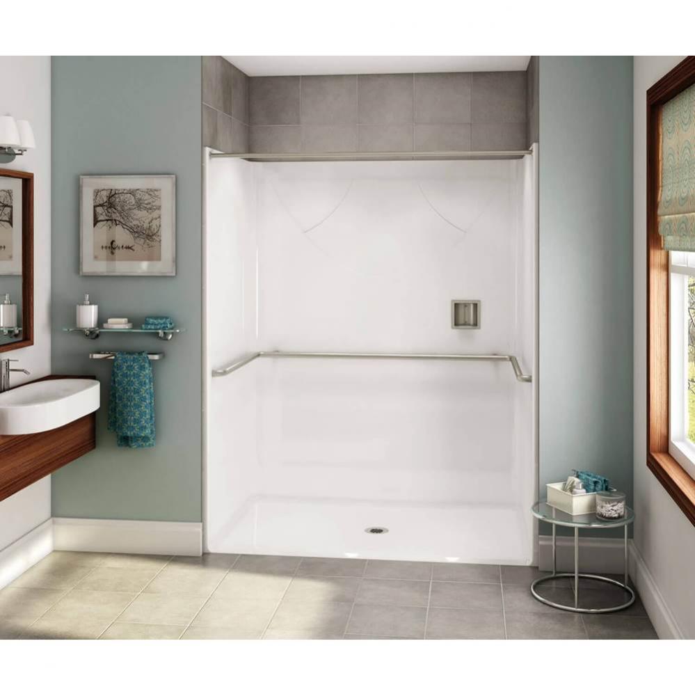 OPS-6036 - ADA U-Bar AcrylX Alcove Center Drain One-Piece Shower in White