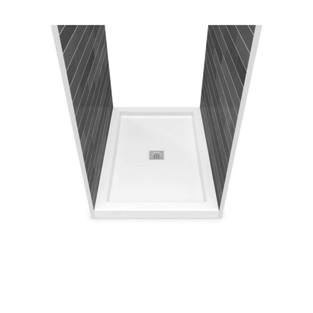 B3Square 4834 Acrylic Tunnel Shower Base in White with Center Drain