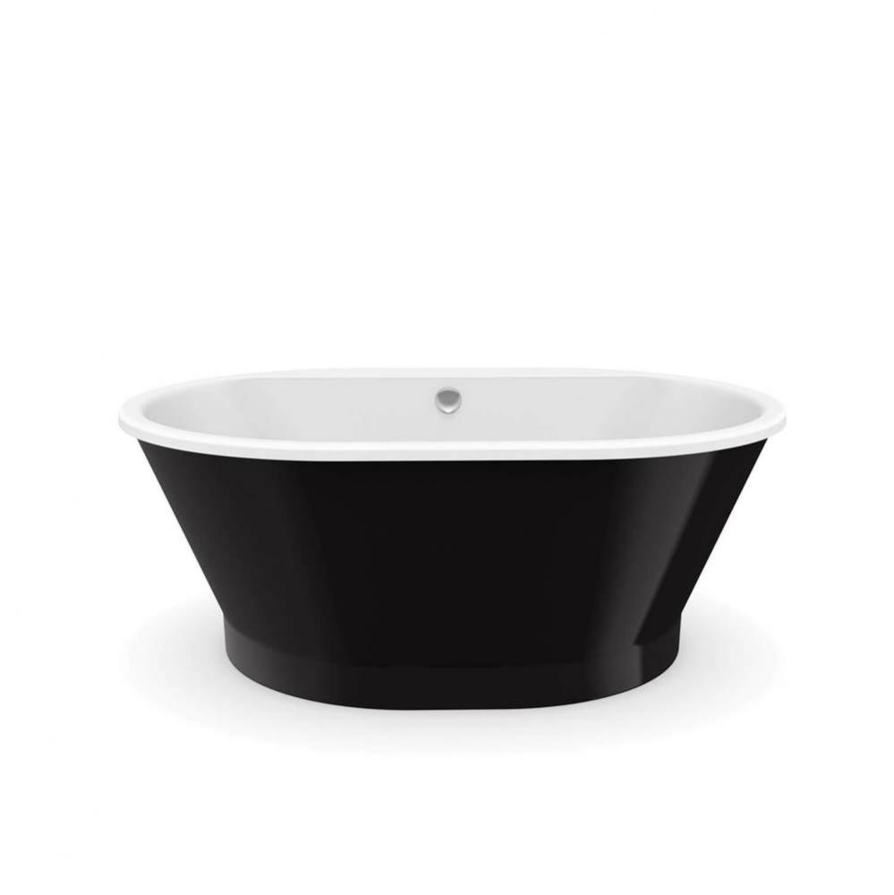 Brioso 6636 AcrylX Freestanding Center Drain Bathtub in White with Black Skirt