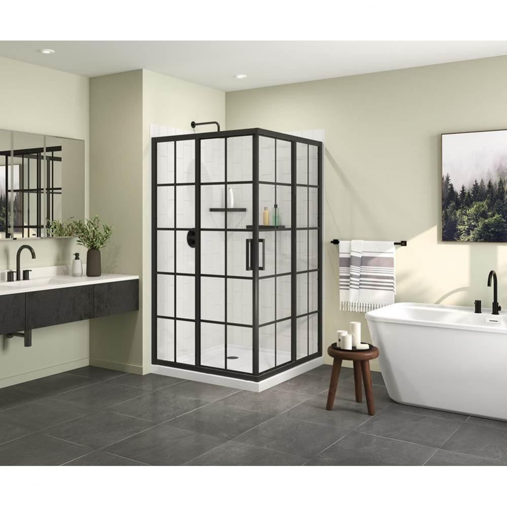 Radia Square 42 x 42 x 71 1/2 in. 6 mm Sliding Shower Door for Corner Installation with French gla