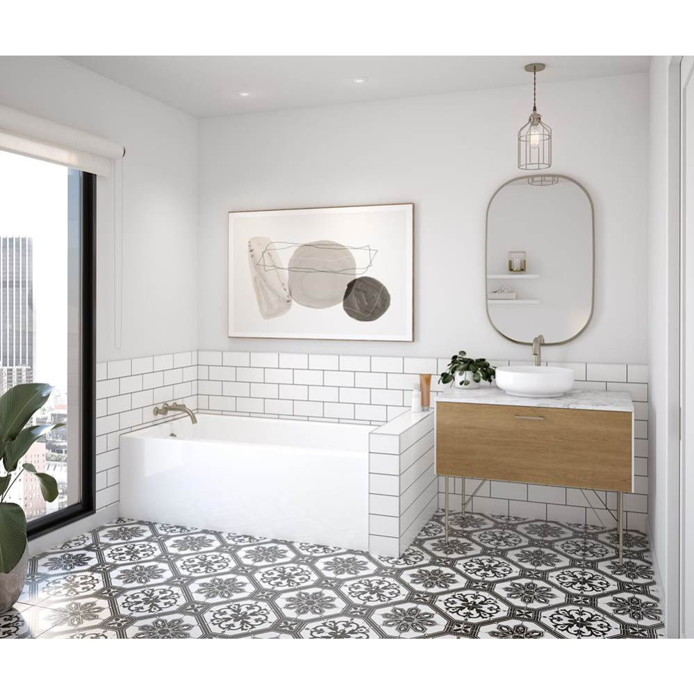 Rubix 6032 AFR Acrylic Alcove Right-Hand Drain Bathtub in White