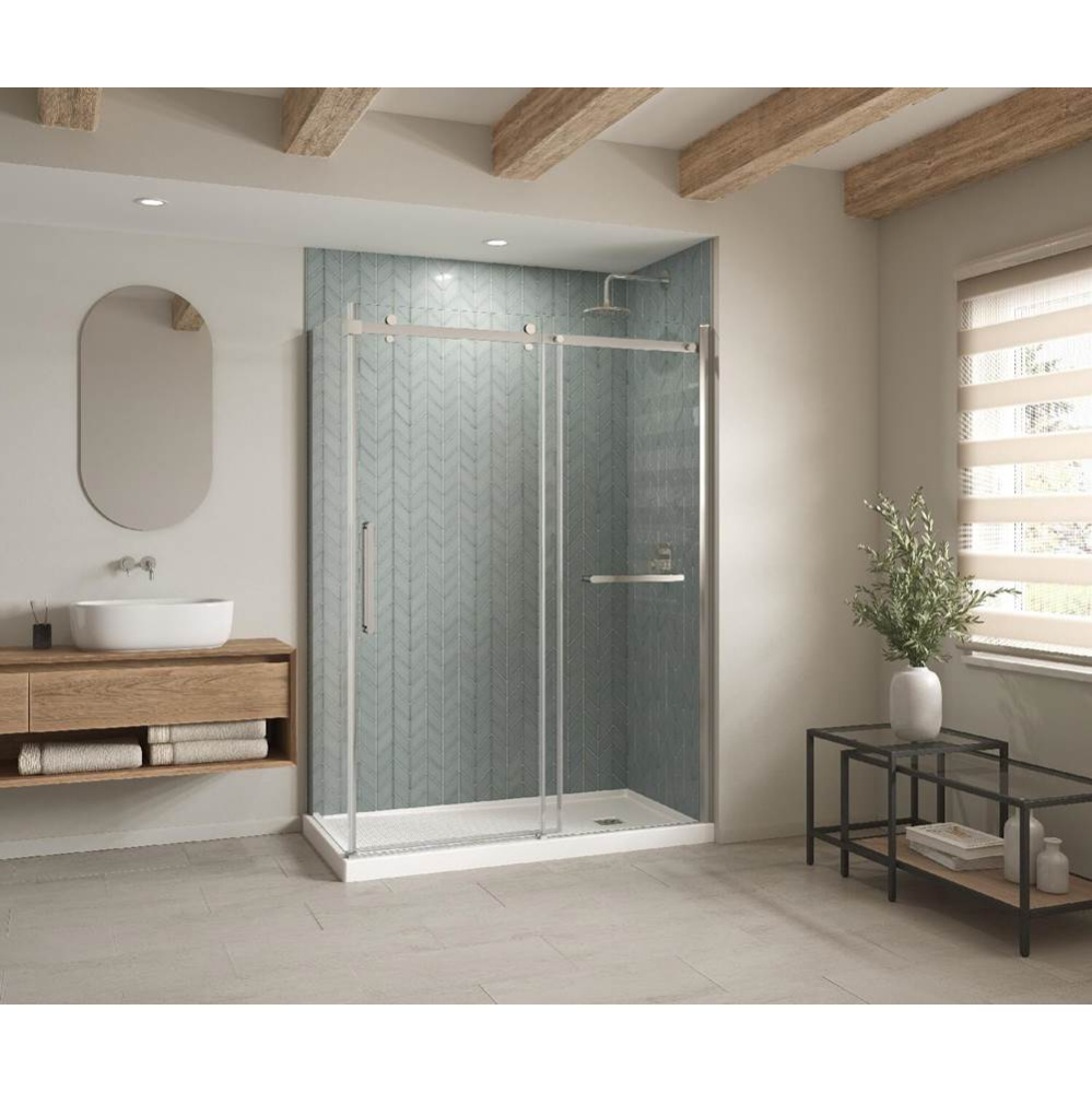 B3Square 6030 Acrylic Corner Right Shower Base in White with Anti-slip Bottom with Right-Hand Drai