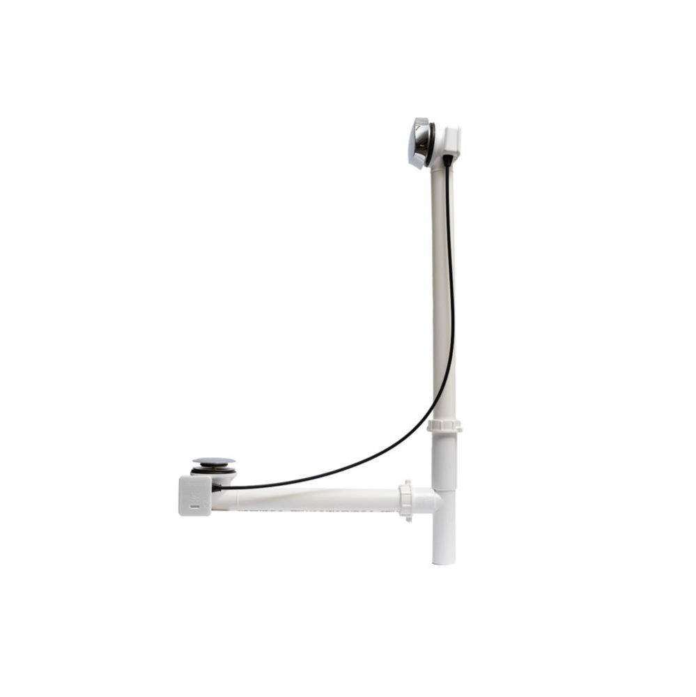 Rotary Turn Cable-Operated Waste and Overflow, 33&apos;&apos; Cable, Complete Kit in Chrome