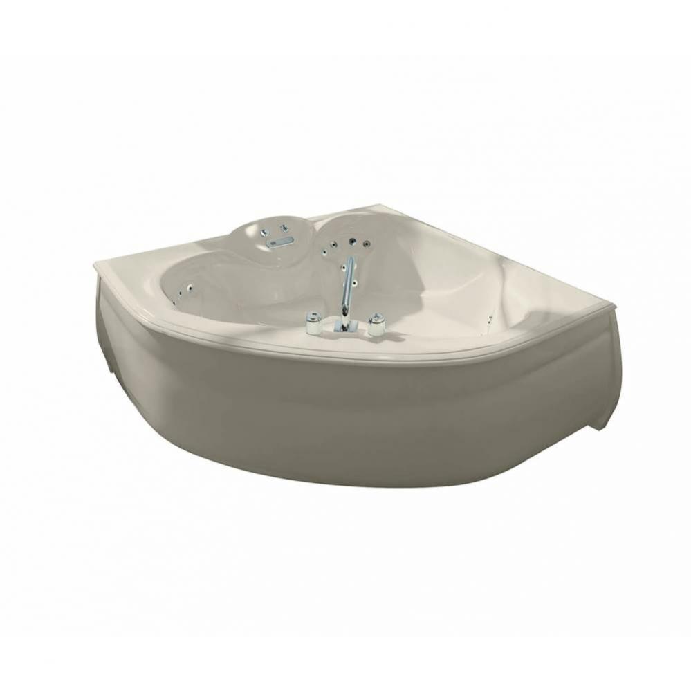 Kashmir 59.75 in. x 59.75 in. Corner Bathtub with Aerofeel System Center Drain in Bone