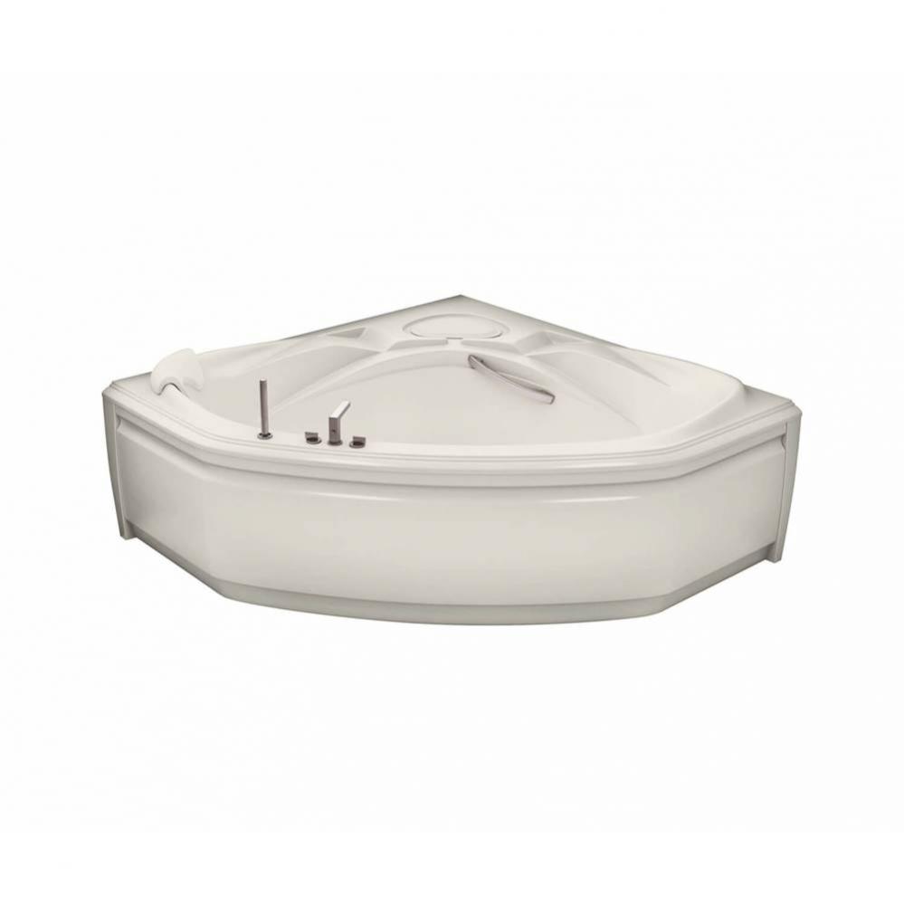 Infinity 60 in. x 60 in. Corner Bathtub with Hydromax System Center Drain in Biscuit