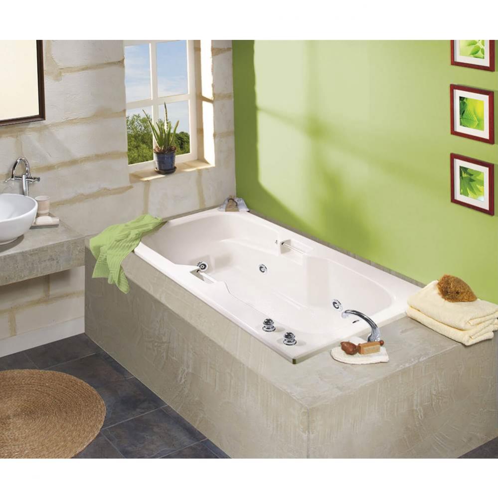 Lopez 66.25 in. x 35.75 in. Alcove Bathtub with Aeroeffect System End Drain in White