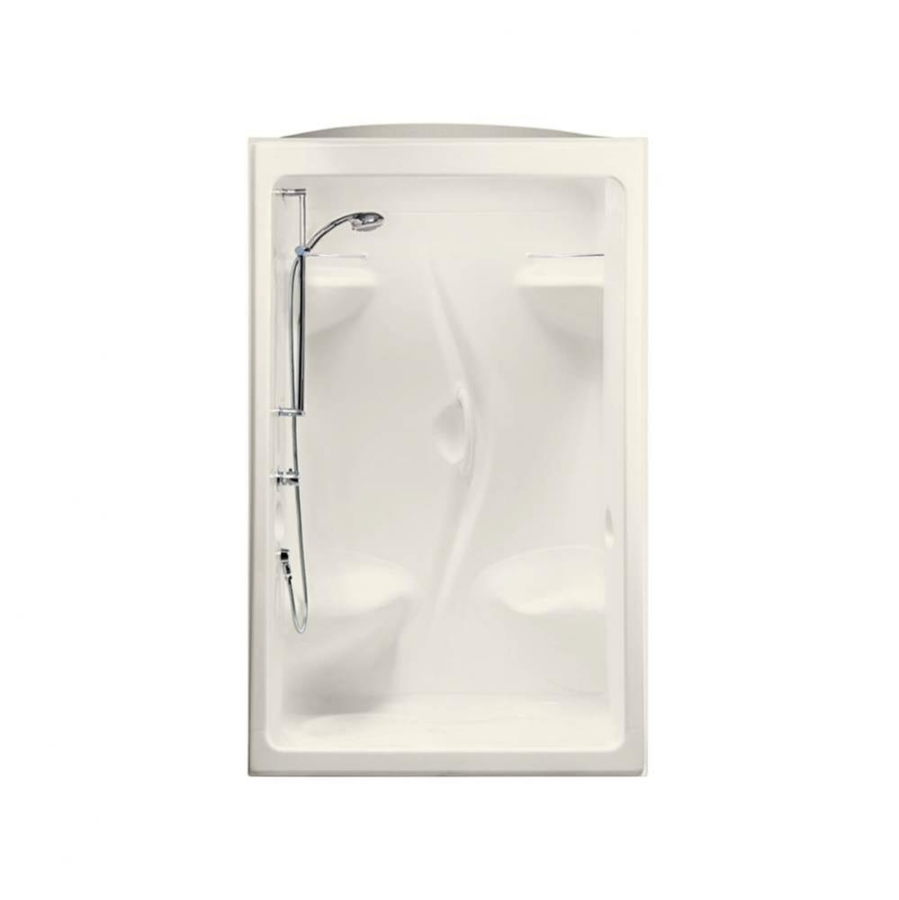 Stamina 48-I 51 in. x 35.75 in. x 85.25 in. 1-piece Shower with Left Seat, Center Drain in Biscuit