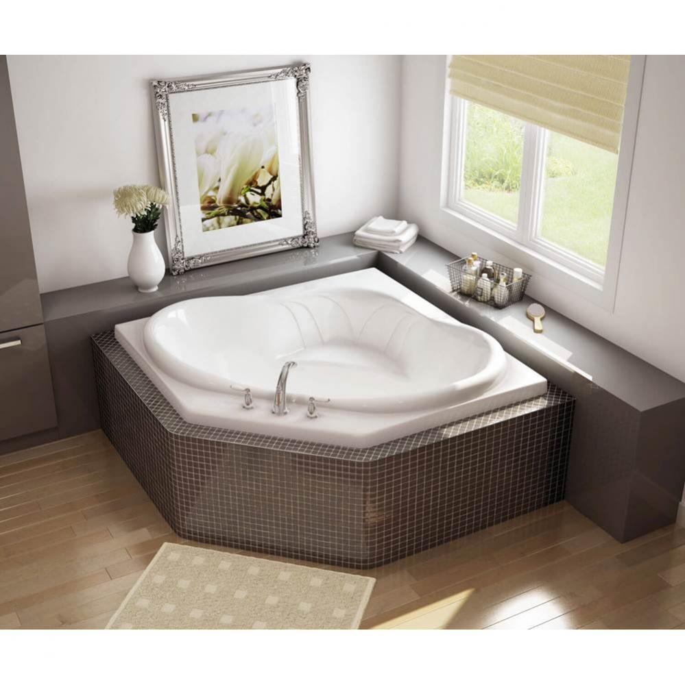 Nancy 54 in. x 54 in. Drop-in Bathtub with Combined Hydrosens/Aerosens System Center Drain in Whit