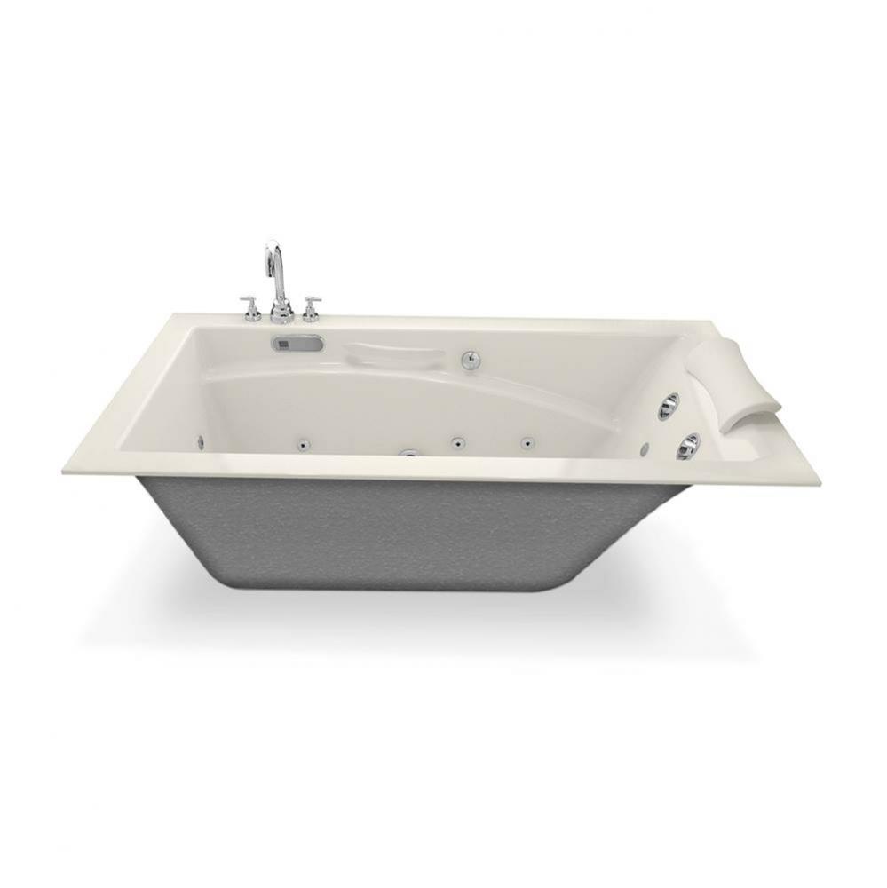 Optik 65.75 in. x 36 in. Alcove Bathtub with End Drain in Biscuit