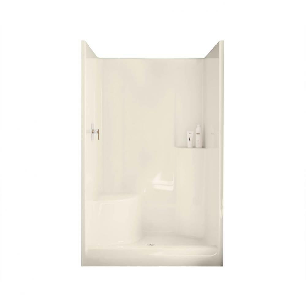 Evergreen 47.75 in. x 37 in. x 76.25 in. 1-piece Shower with Left Seat, Center Drain in Bone