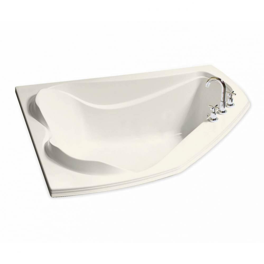 Cocoon 59.75 in. x 53.875 in. Corner Bathtub with Aerosens System Center Drain in Biscuit