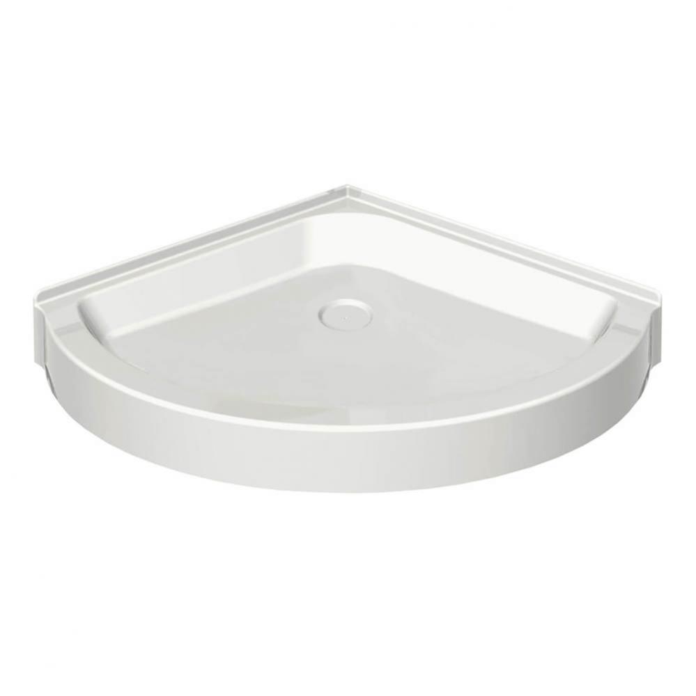 R 36.125 in. x 36.125 in. x 6.125 in. Round Corner Shower Base with Center Drain in White