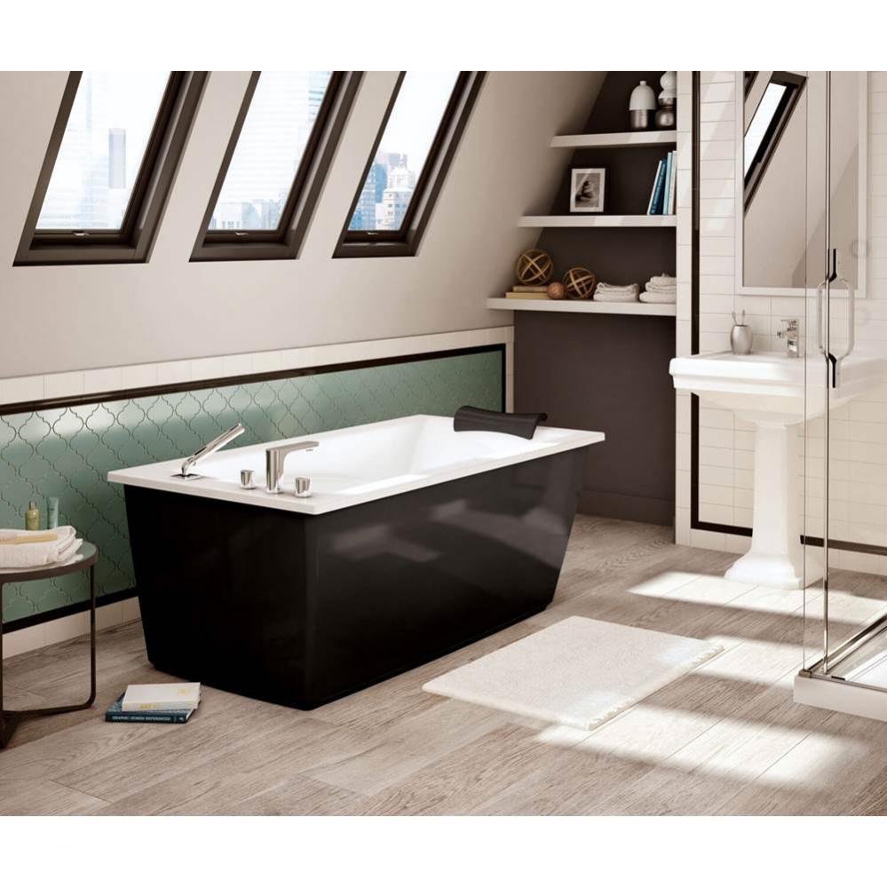 Optik 6032 F Acrylic Freestanding End Drain Aerofeel Bathtub in White with Black Skirt