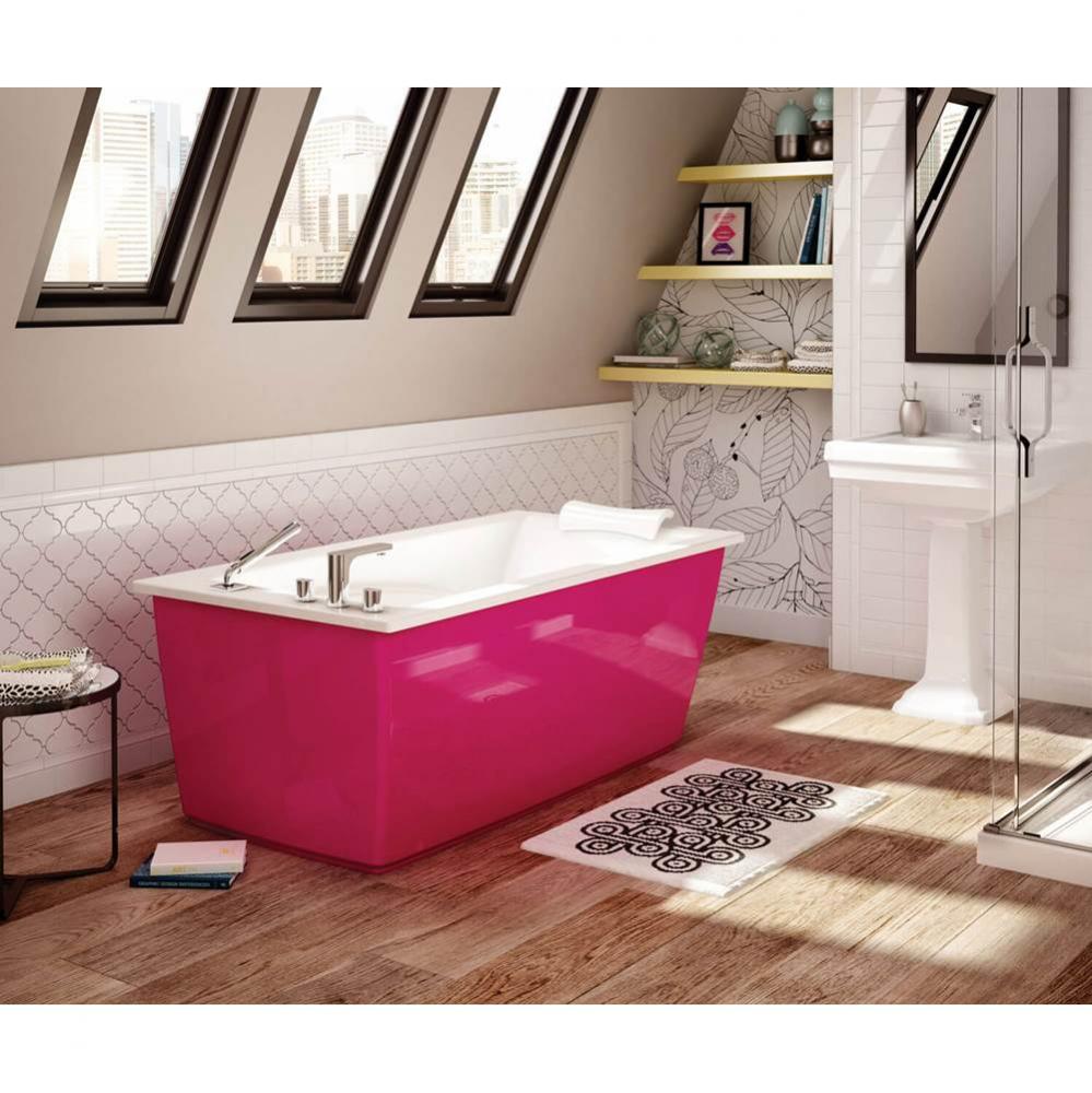 Optik F 60 in. x 32 in. Freestanding Bathtub with Aerofeel System End Drain in Pink Martini