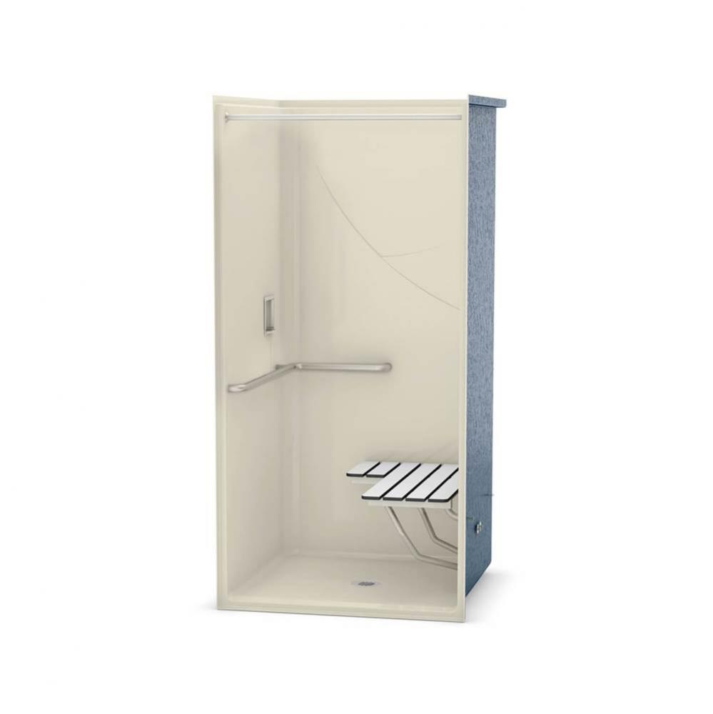 OPS-3636-RS L-BAR &amp; Seat 36 in. x 36 in. x 76.625 in. 1-piece Shower with Right-hand Grab Bar,