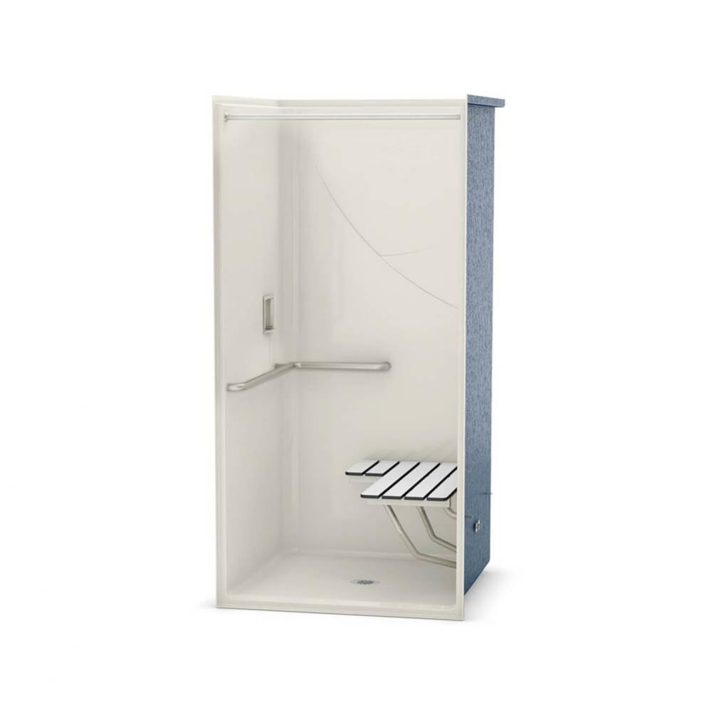 OPS-3636-RS L-BAR &amp; Seat 36 in. x 36 in. x 76.625 in. 1-piece Shower with Left-hand Grab Bar,