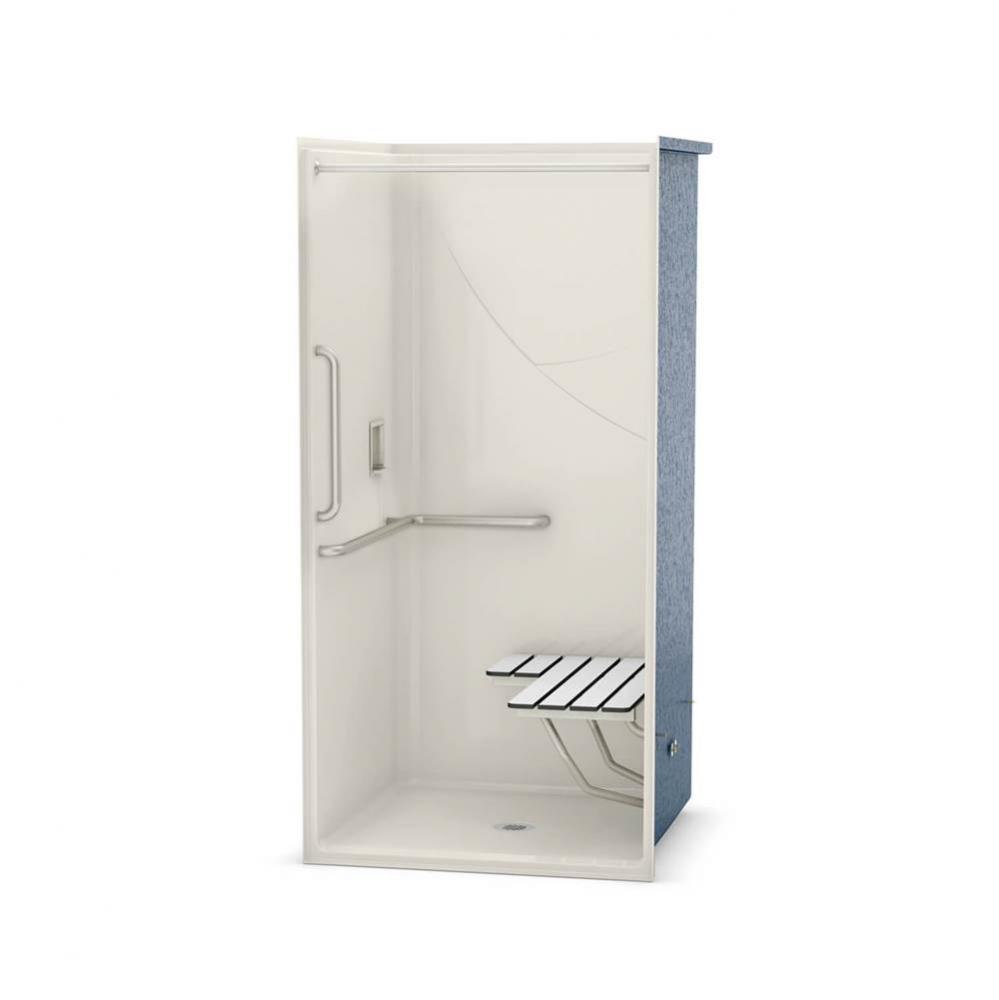 OPS-3636-RS L-BAR, VERTICAL BAR &amp; Seat 36 in. x 36 in. x 76.625 in. 1-piece Shower with Left-h