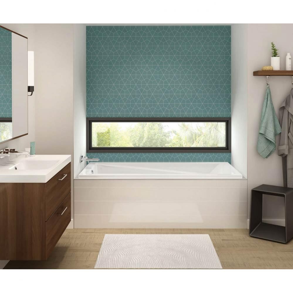 Exhibit 71.875 in. x 34 in. Drop-in Bathtub with End Drain in White