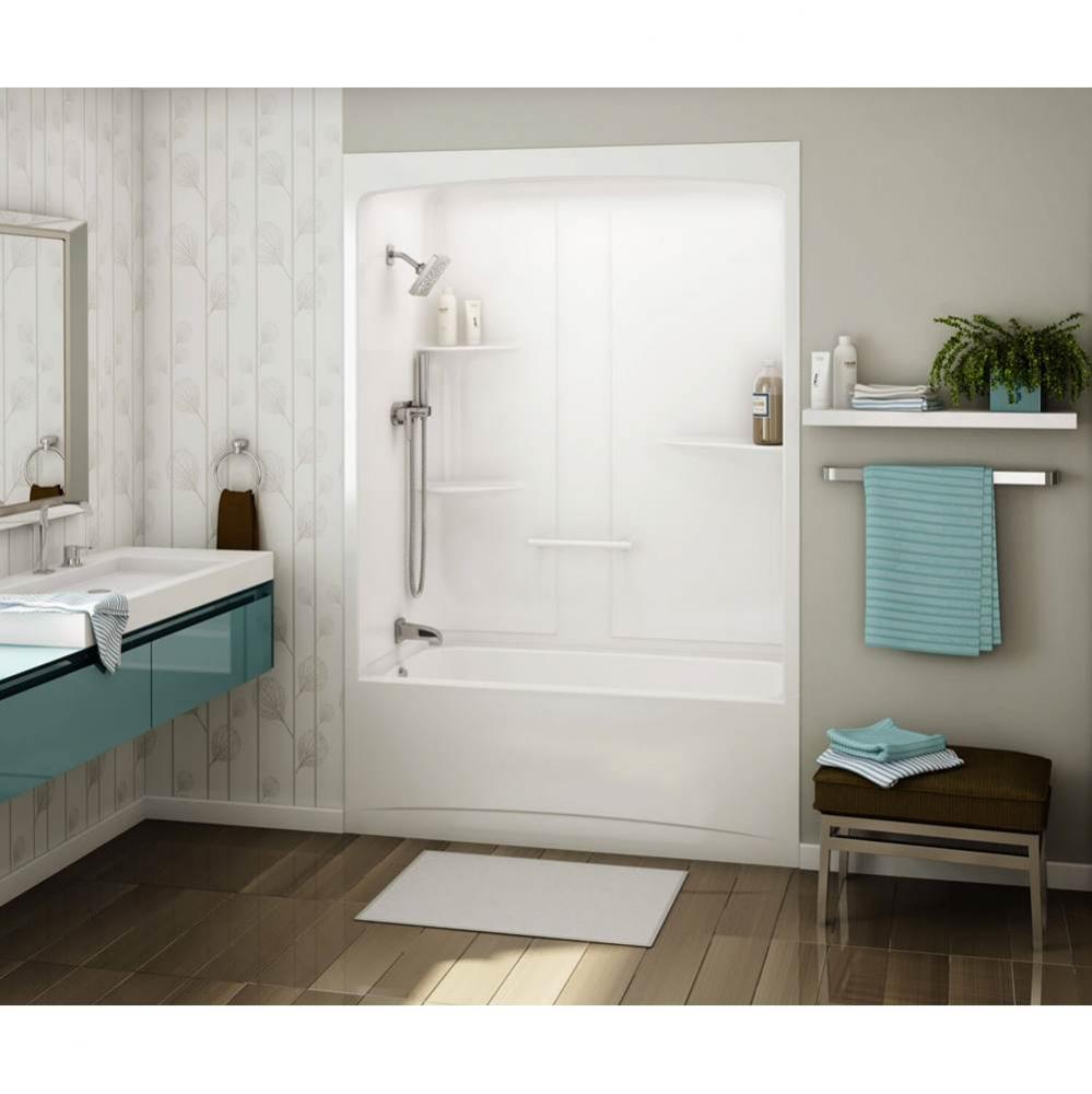 Allia TSR-6032 Acrylic Alcove Right-Hand Drain One-Piece Tub Shower in White