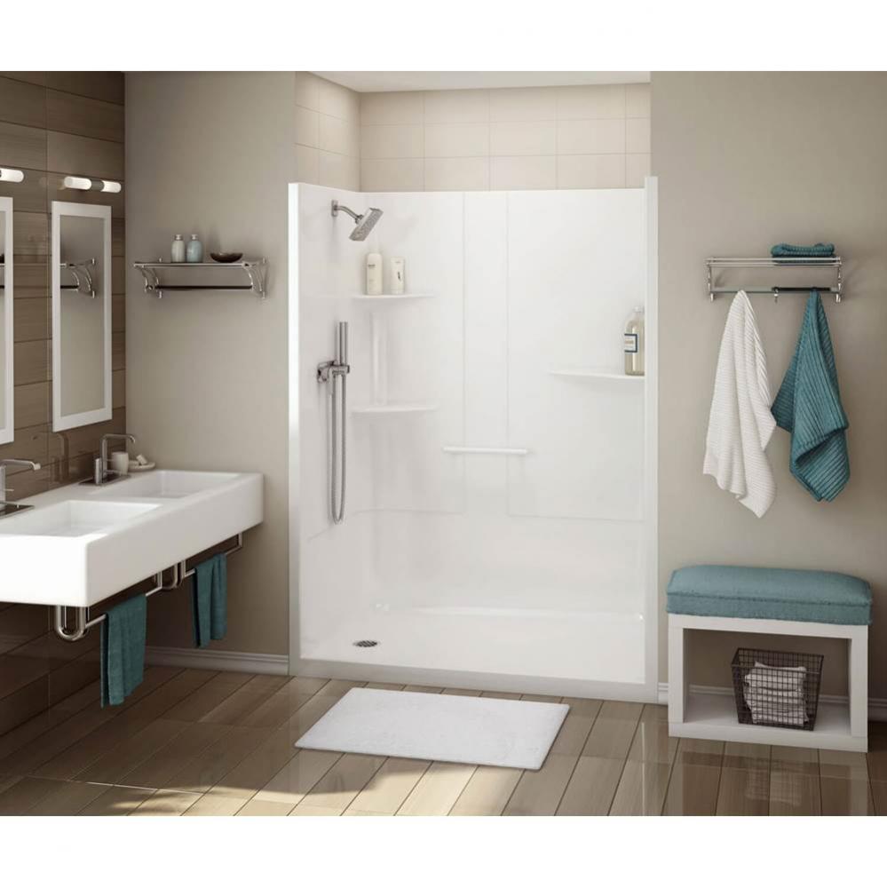 ALLIA SH-6034 Acrylic Alcove Left-Hand Drain One-Piece Shower in White