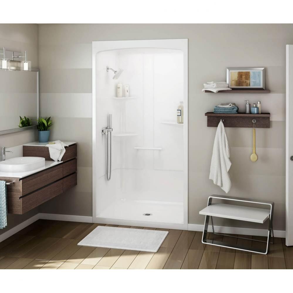 ALLIA SHR-4834 Acrylic Alcove Center Drain One-Piece Shower in White