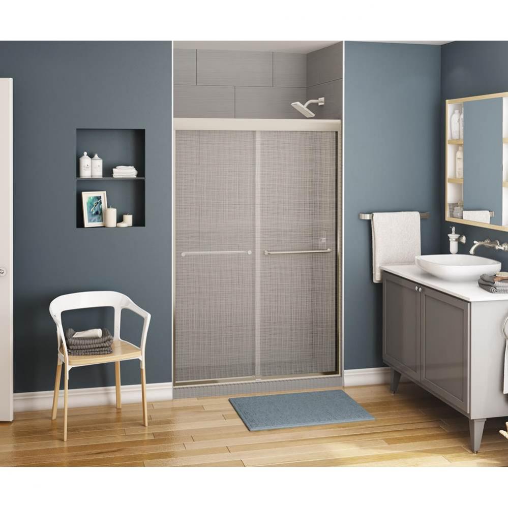 Kameleon 43-47 in. x 71 in. Bypass Alcove Shower Door with Linen Glass in Brushed Nickel