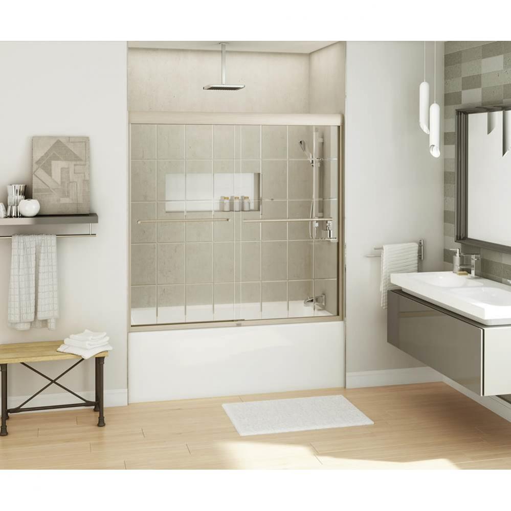 Kameleon 55-59 in. x 57 in. Bypass Tub Door with French Door Glass in Brushed Nickel