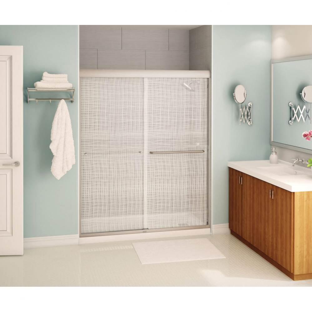 Kameleon SC 55-59 in. x 71 in. Bypass Alcove Shower Door with Linen Glass in Brushed Nickel