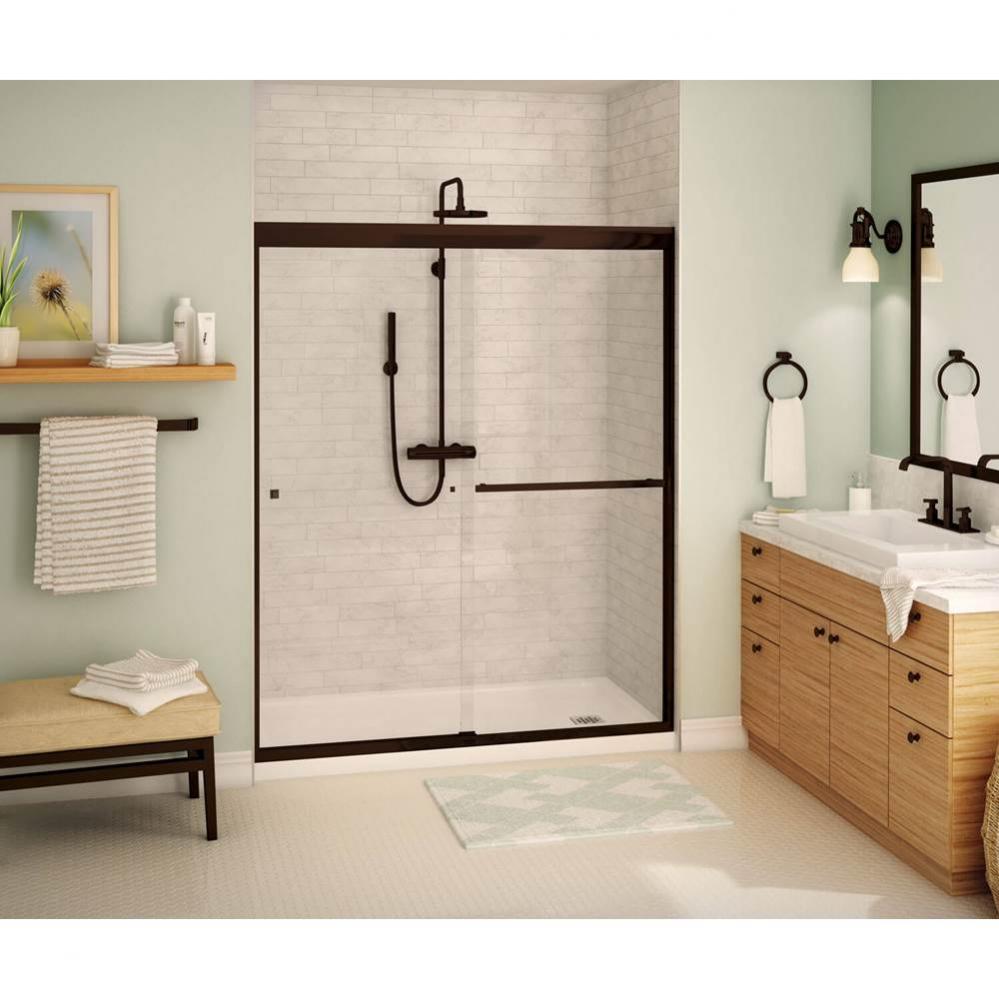 Aura SC 55-59 in. x 71 in. Bypass Alcove Shower Door with Clear Glass in Dark Bronze