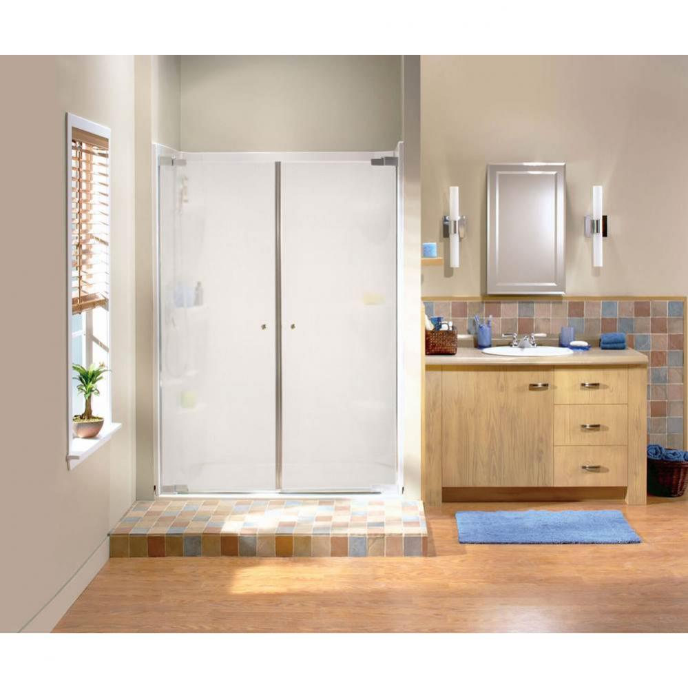 Kleara 2-panel 39.5-42.5 in. x 69 in. Pivot Alcove Shower Door with Mistelite Glass in Chrome