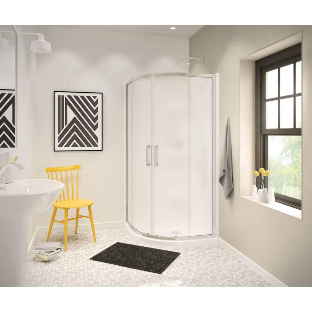 Radia Neo-round 32 in. x 32 in. x 71.5 in. Sliding Corner Shower Door with Mistelite Glass in Brus