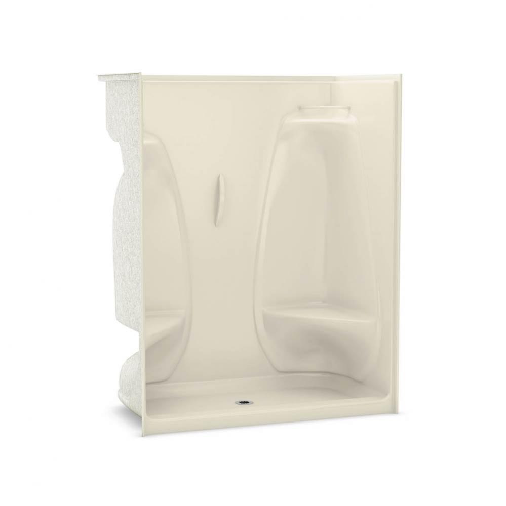 ACSH/RS/LS/NS-60 60 in. x 33.25 in. x 75 in. 1-piece Shower with Left Seat, Center Drain in Bone