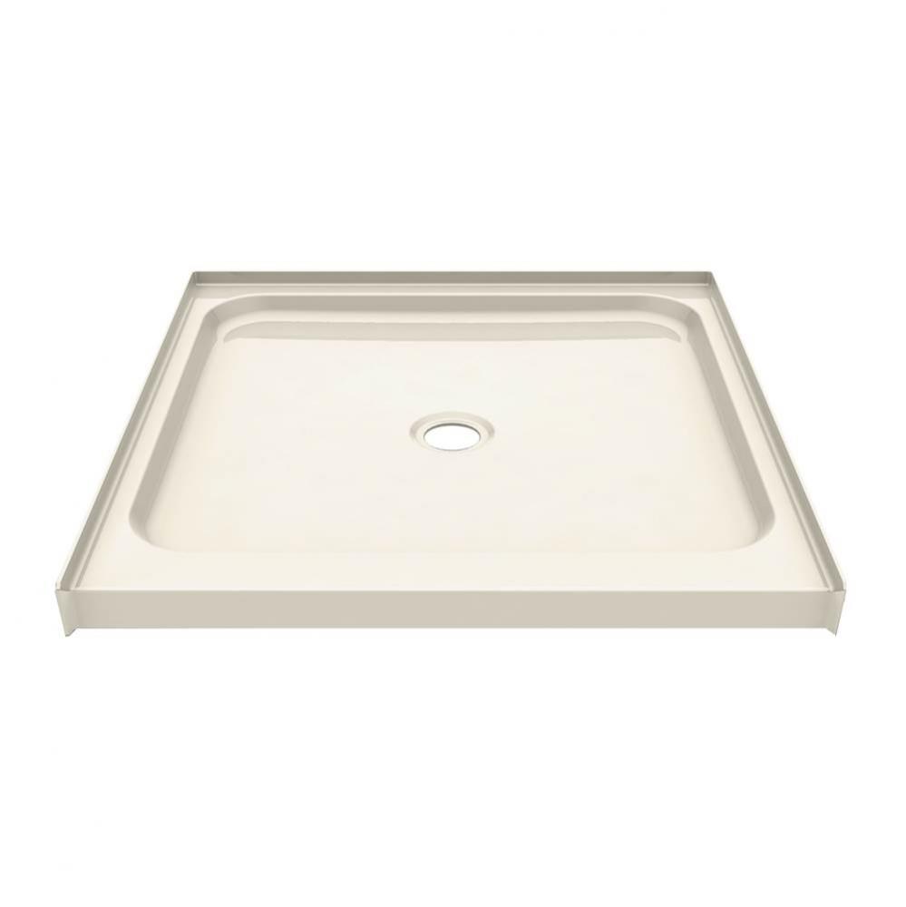 SPL 31.875 in. x 32 in. x 4.375 in. Square Alcove Shower Base with Center Drain in Bone