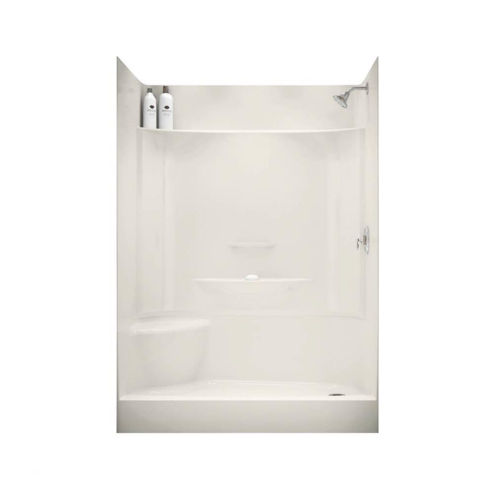 KDS 59.75 in. x 30 in. x 80.125 in. 4-piece Shower with Left Seat, Right Drain in Biscuit