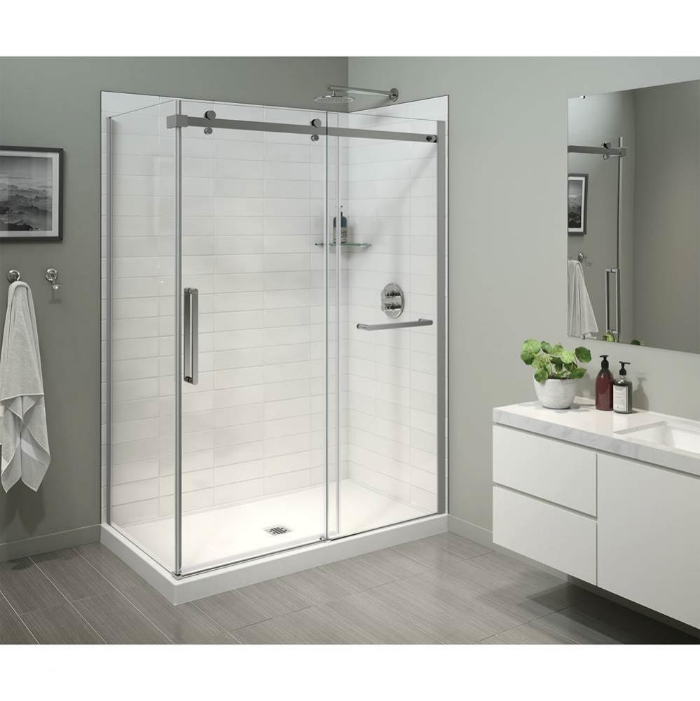 Halo Pro 60 x 32 x 78 3/4 in. 8mm Sliding Shower Door with Towel Bar for Corner Installation with