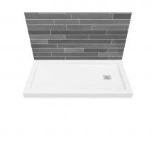 Maax 420005-505-001-100 - B3Square 6032 Acrylic Wall Mounted Shower Base in White with Left-Hand Drain