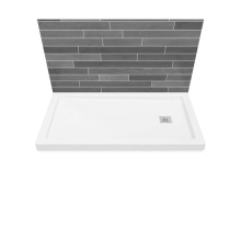 Maax 420004-505-001-101 - B3Square 6030 Acrylic Wall Mounted Shower Base in White with Right-Hand Drain