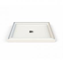 Maax 106382-000-001 - Hana 42 in. x 34 in. x 3 in. Rectangular Corner Shower Base with Center Drain in White