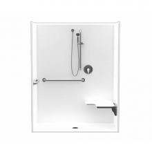 Maax 106548-L-000-002 - MX QSI-6233-BF 0.75 in. 62 in. x 32.75 in. x 78.5 in. 1-piece Shower with Left Seat, Center Drain