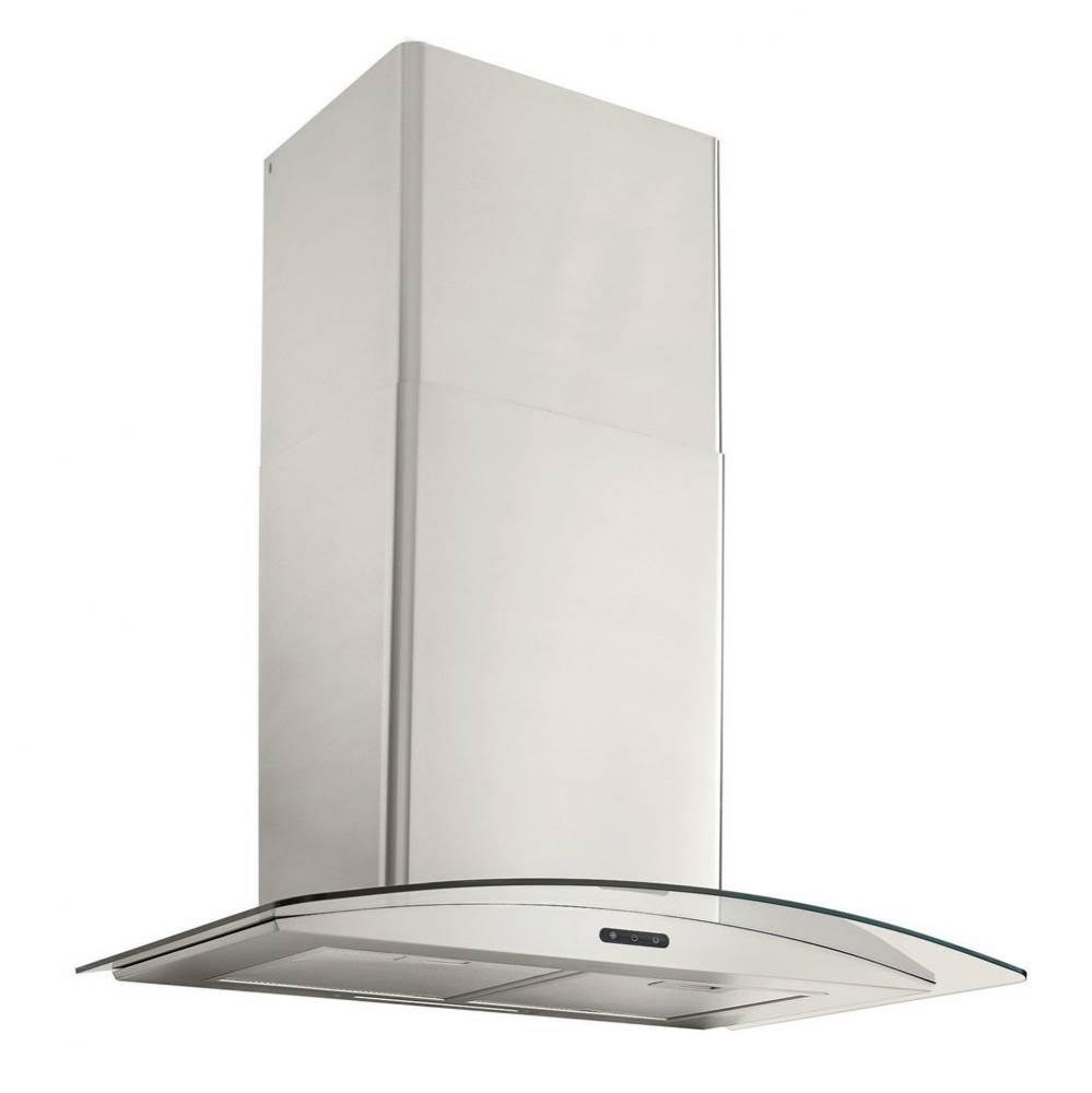 Elite EW46 Series 30-Inch Convertible Curved Glass Chimney Range Hood, 460 Max Blower CFM, Stainle