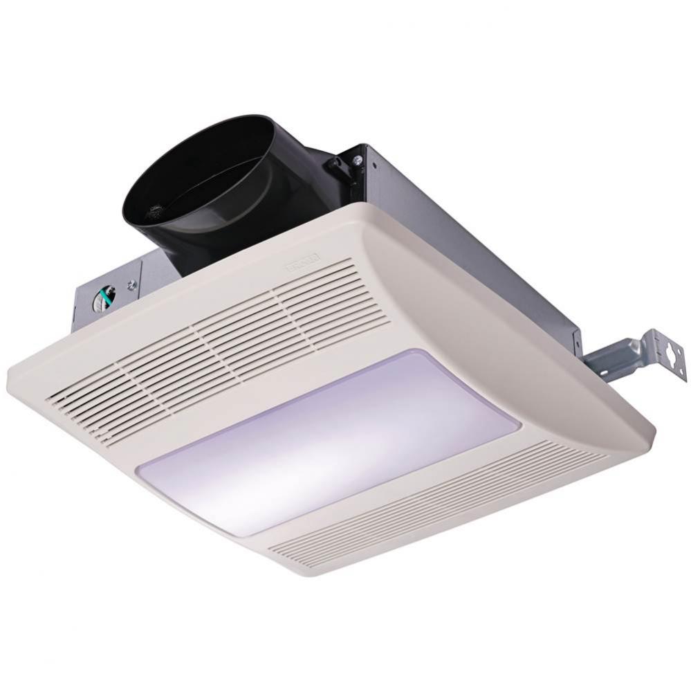 Lo-Profile 50/80/100 Selectable CFM Bathroom Exhaust Fan w/ Humidity Sensor and Light, ENERGY STAR