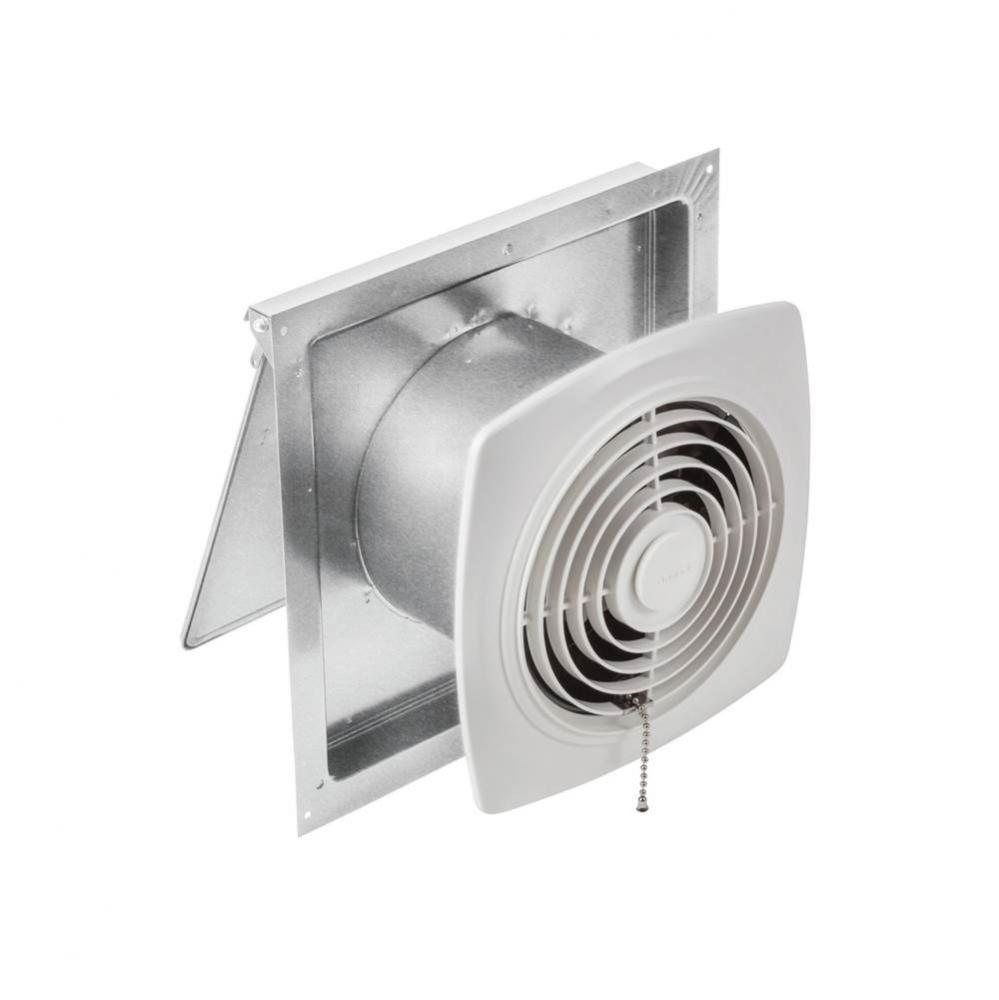 Broan 8&apos;&apos; 250 cfm Chain-Operated Wall Ventilation Fan with White Square Plastic Grille,