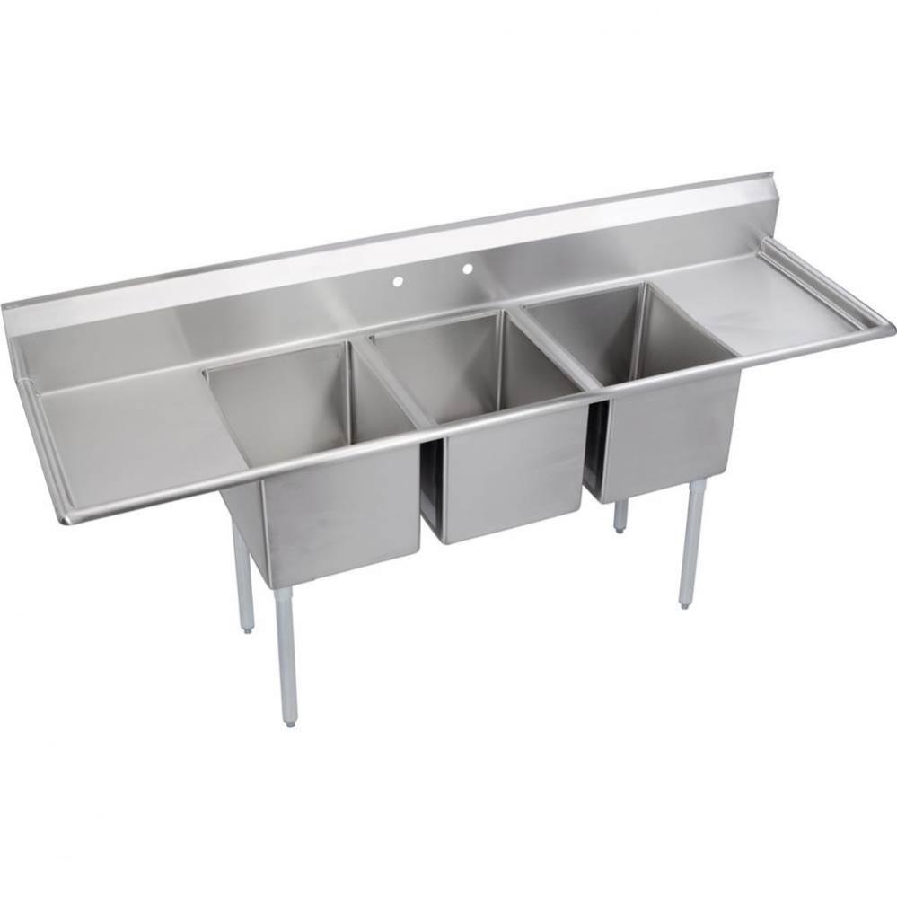 Dependabilt Stainless Steel 94&apos;&apos; x 29-13/16&apos;&apos; x 44-3/4&apos;&apos; 16 Gauge Th