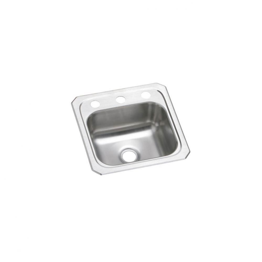 Celebrity Stainless Steel 15&apos;&apos; x 15&apos;&apos; x 6-1/8&apos;&apos;, 3-Hole Single Bowl