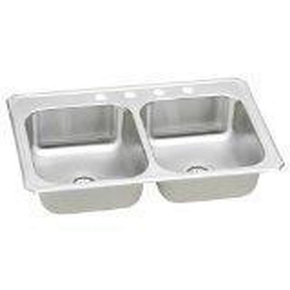 20 Gauge Stainless Steel 43&apos;&apos; x 22&apos;&apos; x 6.875&apos;&apos; Double Bowl Drop-in K