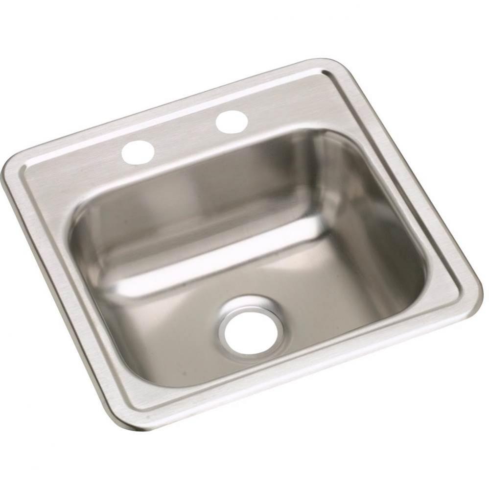 Dayton Stainless Steel 15&apos;&apos; x 15&apos;&apos; x 5-3/16&apos;&apos;, 2-Hole Single Bowl Dr