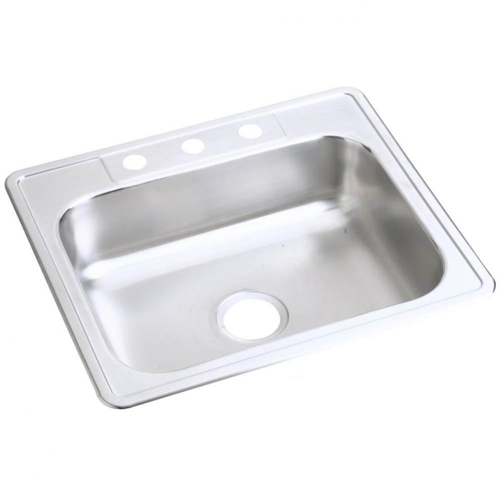 Dayton Stainless Steel 25&apos;&apos; x 22&apos;&apos; x 6-9/16&apos;&apos;, MR2-Hole Single Bowl