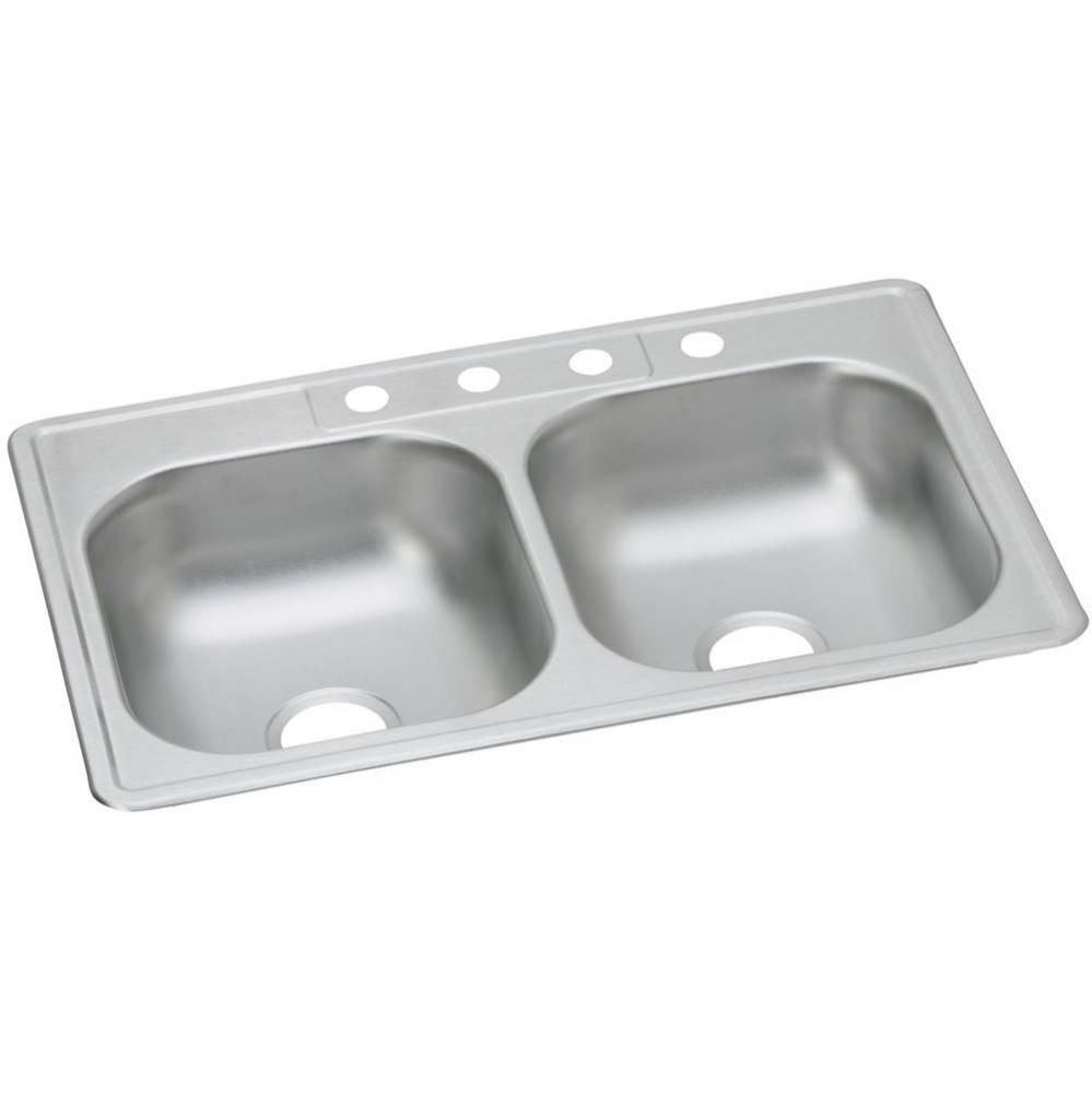 Dayton Stainless Steel 33&apos;&apos; x 22&apos;&apos; x 6-9/16&apos;&apos;, 0-Hole Equal Double B