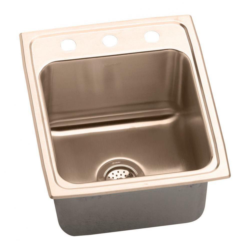 CuVerro Antimicrobial Copper 17&apos;&apos; x 22&apos;&apos; x 10-1/8&apos;&apos;, Single Bowl Dro