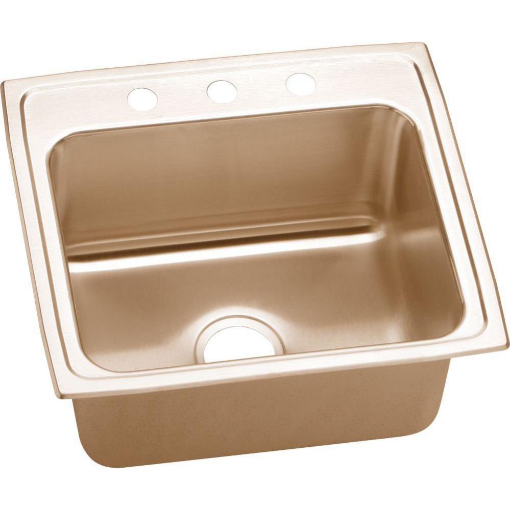 CuVerro Antimicrobial Copper 22&apos;&apos; x 19-1/2&apos;&apos; x 10-1/8&apos;&apos;, Single Bowl